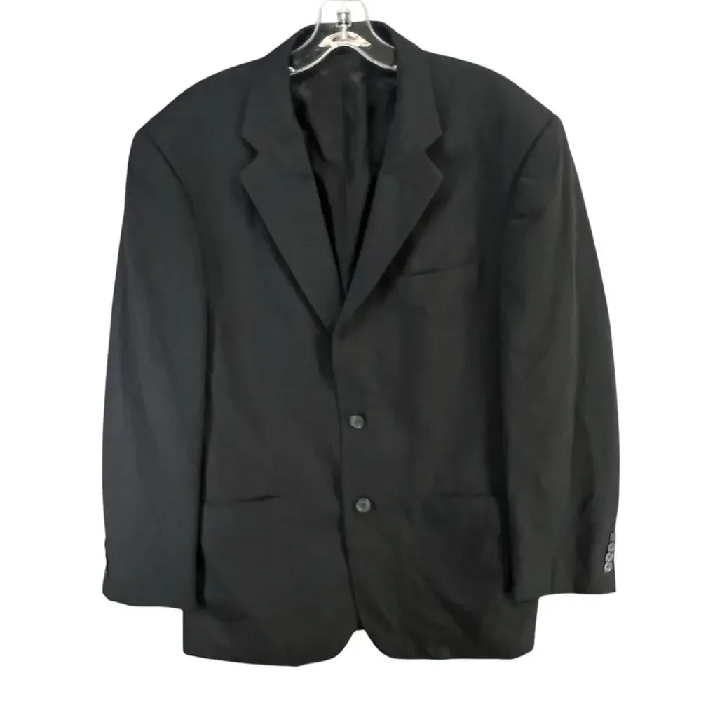 Pronto‎ Uomo Suit Jacket Mens 42L Black Wool Sport Coat Blazer Business Classic